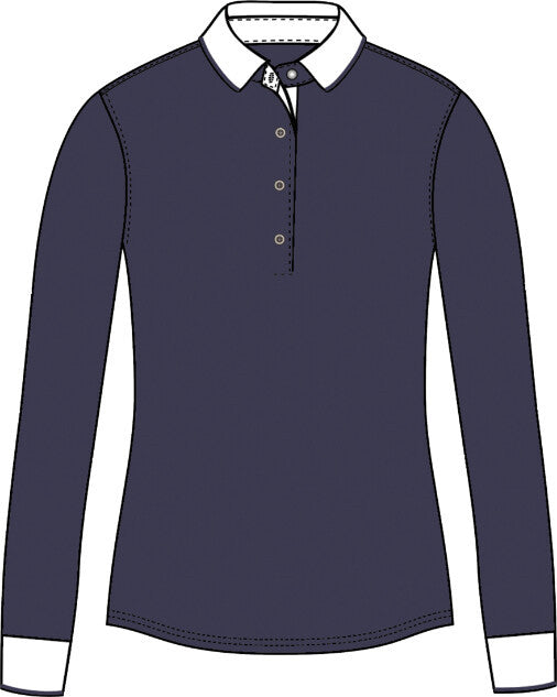 Scarlett Long Sleeve Polo with Wolf Collar and Cuffs - Maltese Blue/Arctic