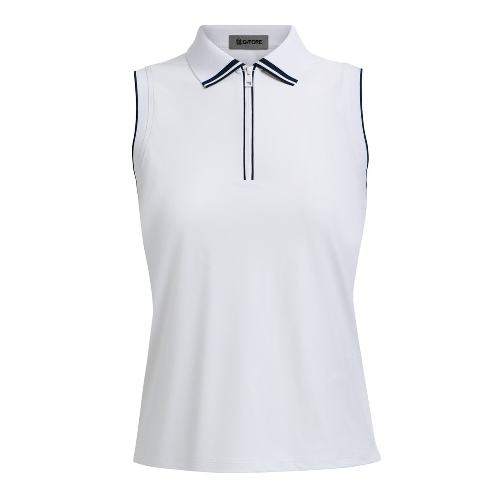 Silky Tech Nylon 1/4 Zip Sleeveless Polo - Snow