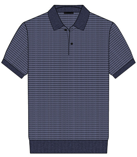 Saratoga Striped Sweater Polo - Maltese Blue
