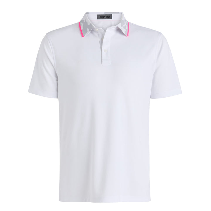Camo Collar Performance Piqué Polo - Snow