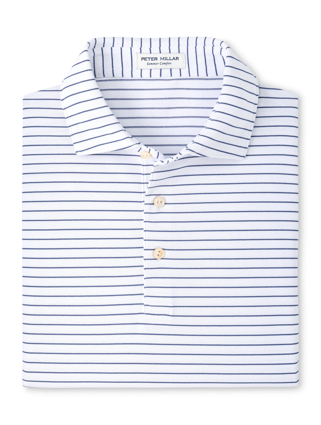 Winston Performance Mesh Polo - Sean Self Collar - White / Bali Blue