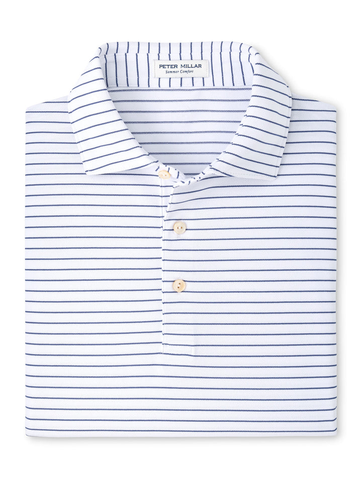 Winston Performance Mesh Polo - Sean Self Collar - White / Bali Blue