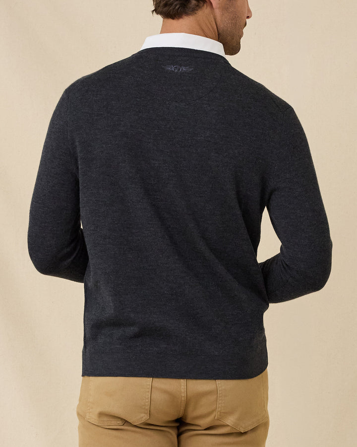 Connery V-Neck Sweater - Dark Grey Heather