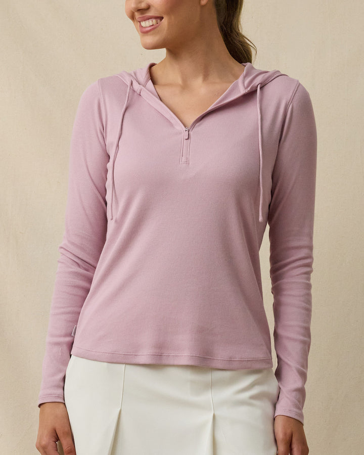 Thyme Quarter Zip Hoodie - Pink Dawn