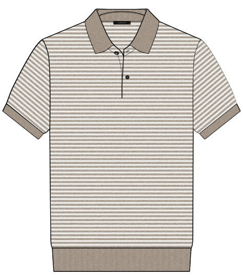 Saratoga Striped Sweater Polo - Fawn Heather/Dune
