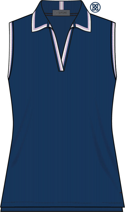 Johnny Collar Tech Nylon Rib Sleeveless Polo - Twilight