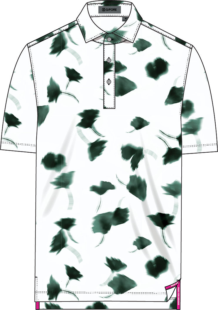 Ghost Floral Tech Jersey Polo - Pine/Snow