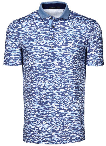 Stalking Wolf Camo Polo - Wolf Blue
