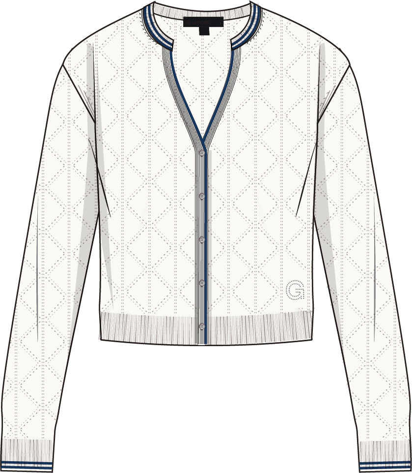 Pointelle Fine Wool Cardigan - Chalk White