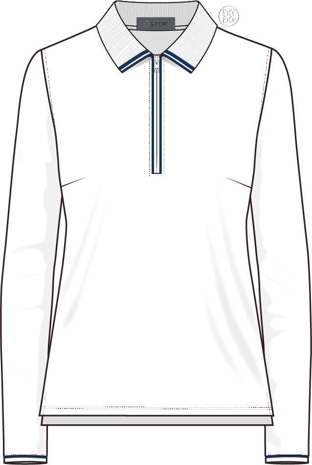 Silky Tech Nylon 1/4 Zip Long Sleeve Polo - Snow