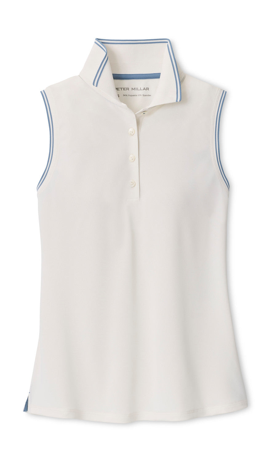 Canterbury Tipped Sport Mesh Sleeveless Polo - Soft White / Rainwater
