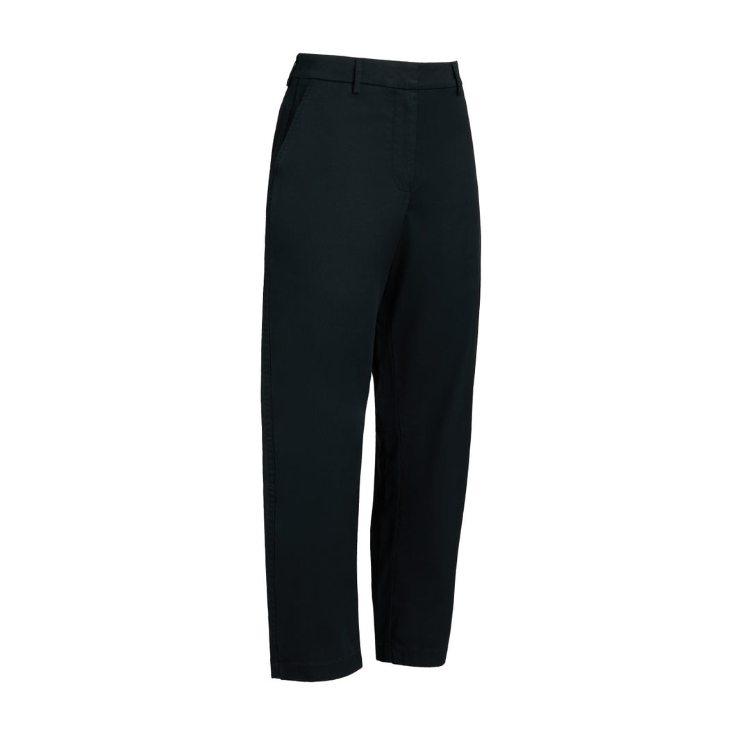Stretch Cotton Gabardine Barrel Leg Trouser - Onyx