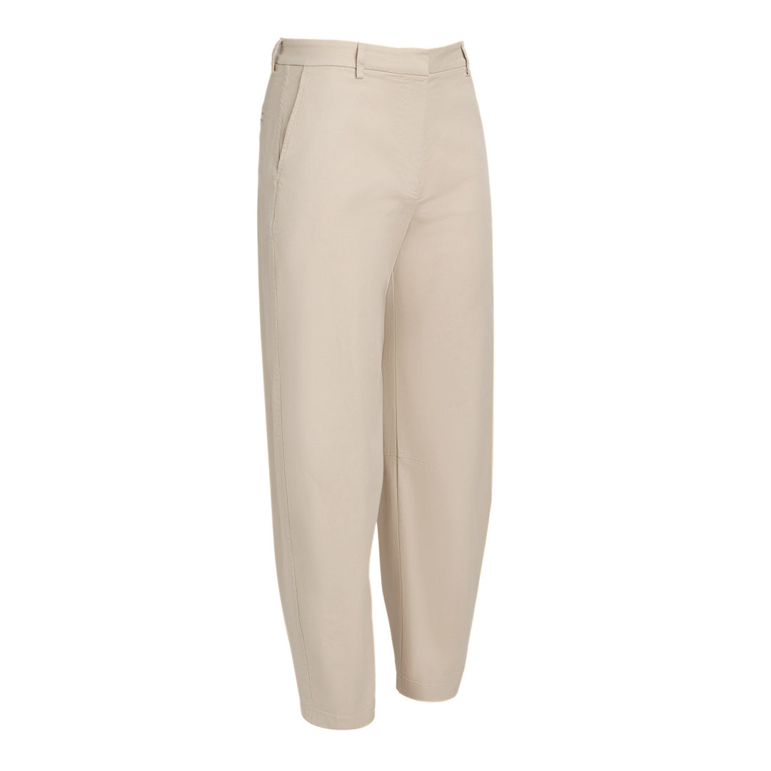 Stretch Cotton Gabardine Barrel Leg Trouser - Pumice