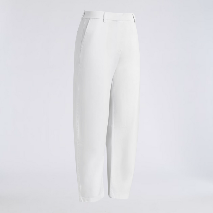 Stretch Cotton Gabardine Barrel Leg Trouser - Snow