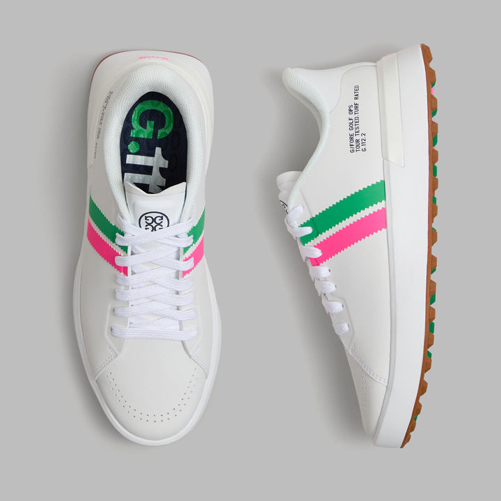 G.112 Suede Striped Kiltie Hybrid Golf Shoe - Snow / Multi