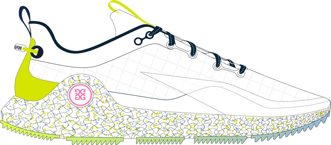 Mg4+ O2 Grid Golf Shoe - Snow / Lemon Lime
