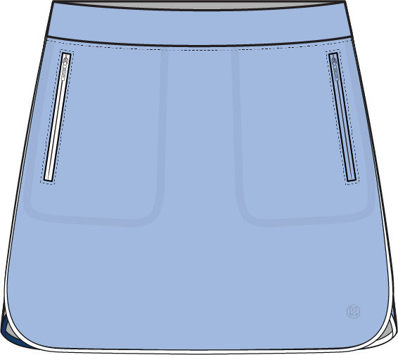 Tulip Hem Tech Piqué Skort - Sky / Snow
