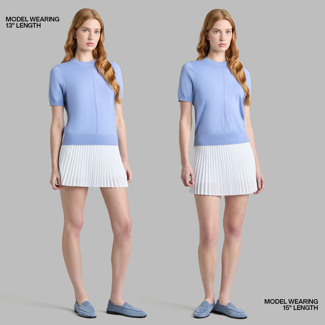 Micropleat Stretch Woven Highwaisted Skort - Snow