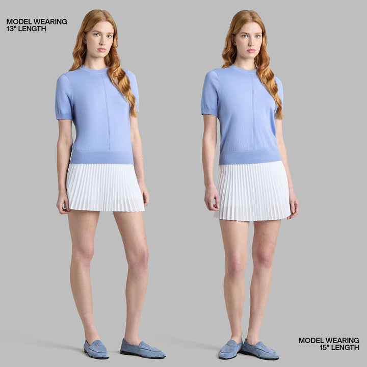 Micropleat Stretch Woven Highwaisted Skort - Snow