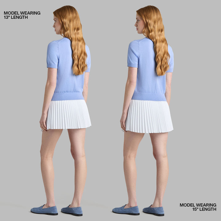 Micropleat Stretch Woven Highwaisted Skort - Snow
