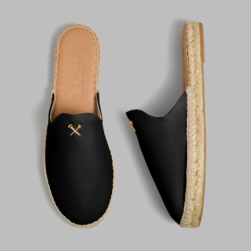 Metal Tees Leather Espadrille - Onyx