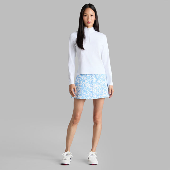 Fitted Cropped Rib Quarter Zip Pullover - Snow