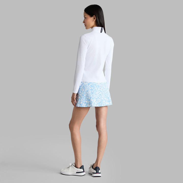 Fitted Cropped Rib Quarter Zip Pullover - Snow