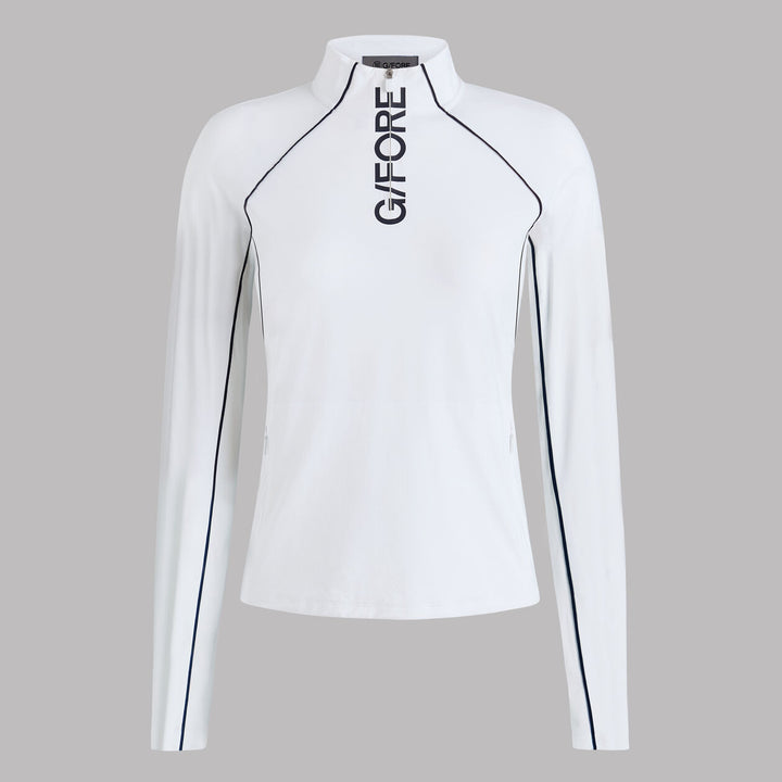 Contrast Mesh Silky Tech Nylon Quarter Zip Pullover - Snow