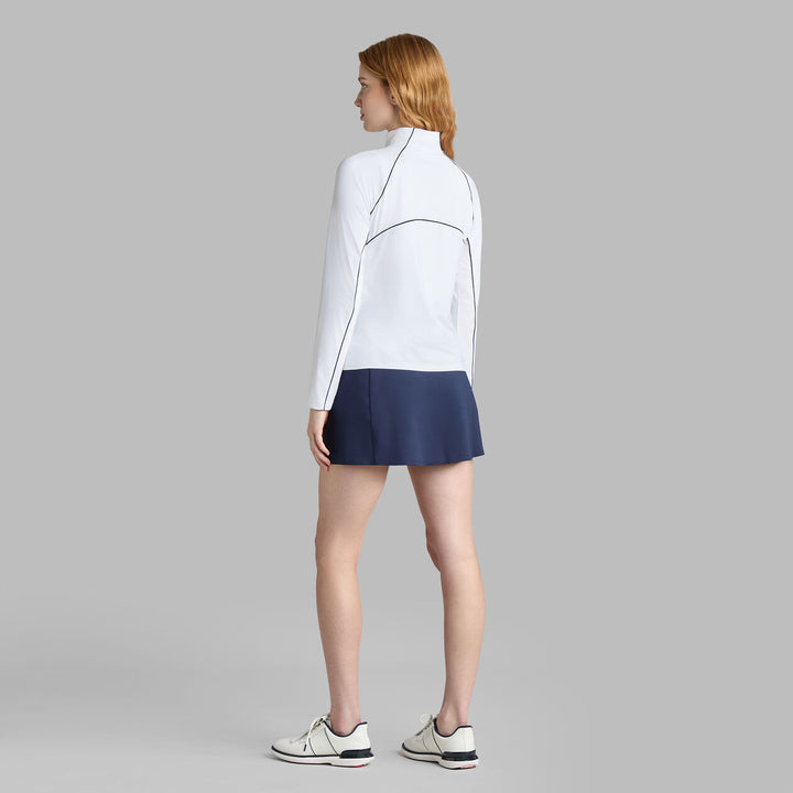 Contrast Mesh Silky Tech Nylon Quarter Zip Pullover - Snow