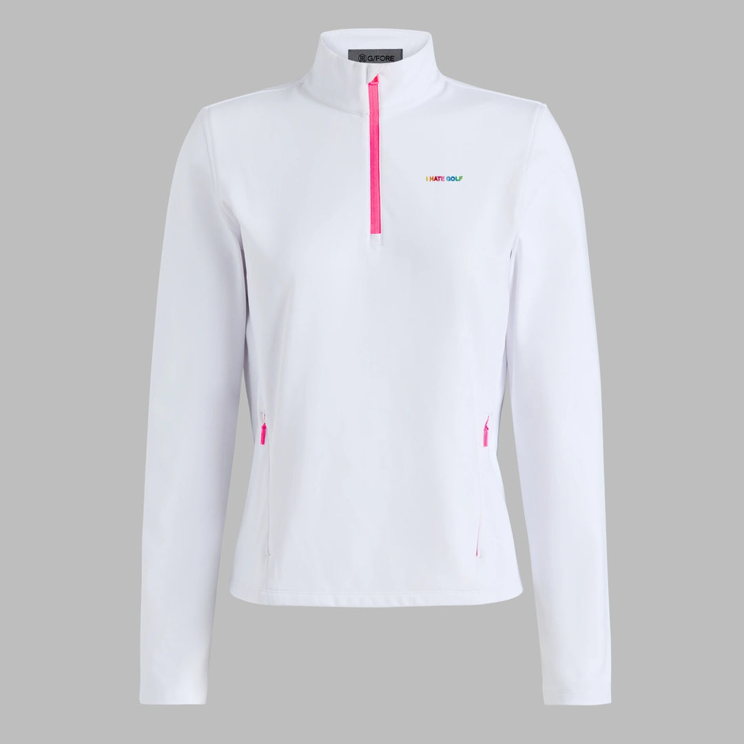 I Hate Golf Brushed Back Stretch Quarter Zip Pullover - Snow