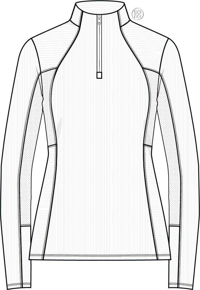 2-TONE Rib 1/4 Zip Pullover - Snow