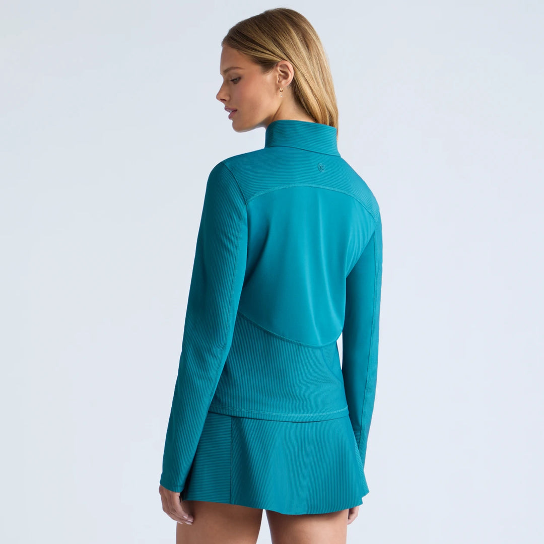 2-TONE Rib 1/4 Zip Pullover - Marine Teal
