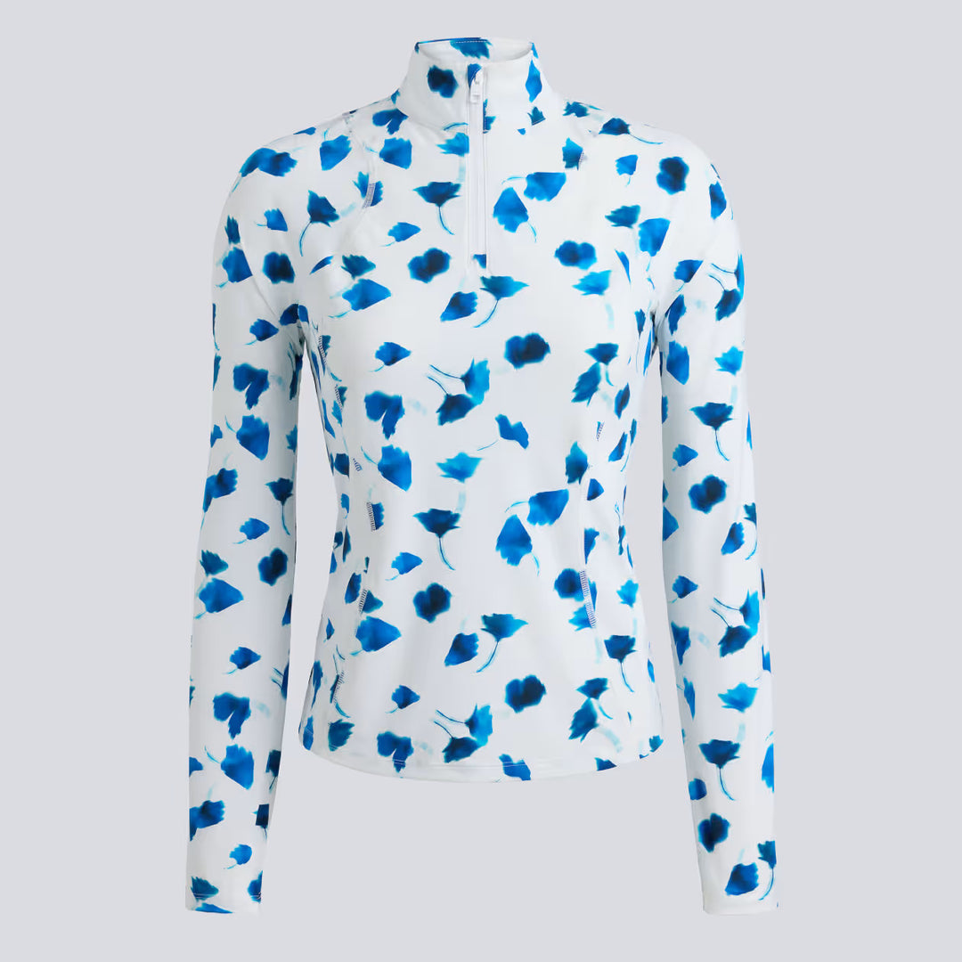 Drop Floral Silky Tech Nylon 1/4 Zip Pullover - Snow