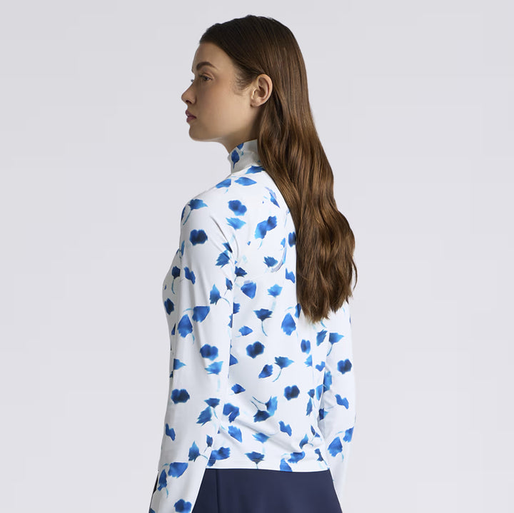 Drop Floral Silky Tech Nylon 1/4 Zip Pullover - Snow
