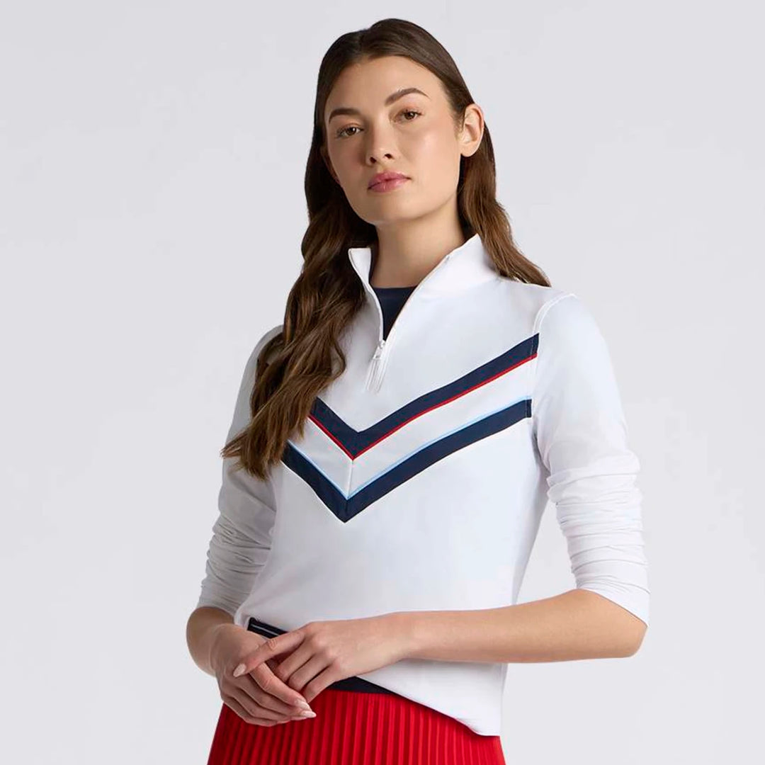 Chevron Tech Jersey Long Sleeve Polo - Snow