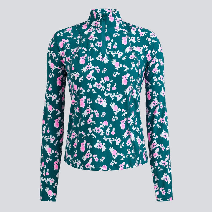 Blossom Silky Tech Nylon 1/4 Zip Pullover - Marine Teal