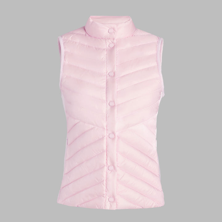 V Down Quilted Stretch Tech Interlock Vest - Blush