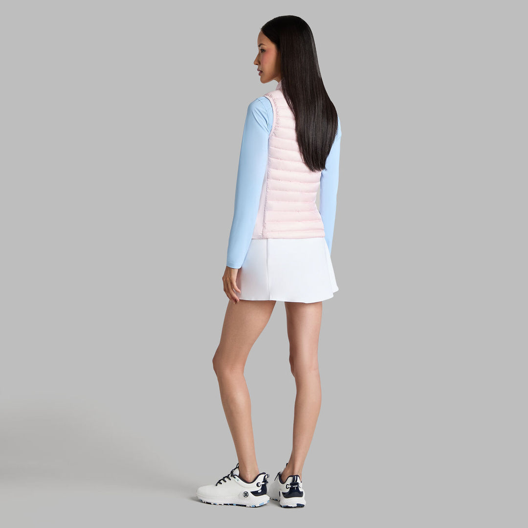 V Down Quilted Stretch Tech Interlock Vest - Blush