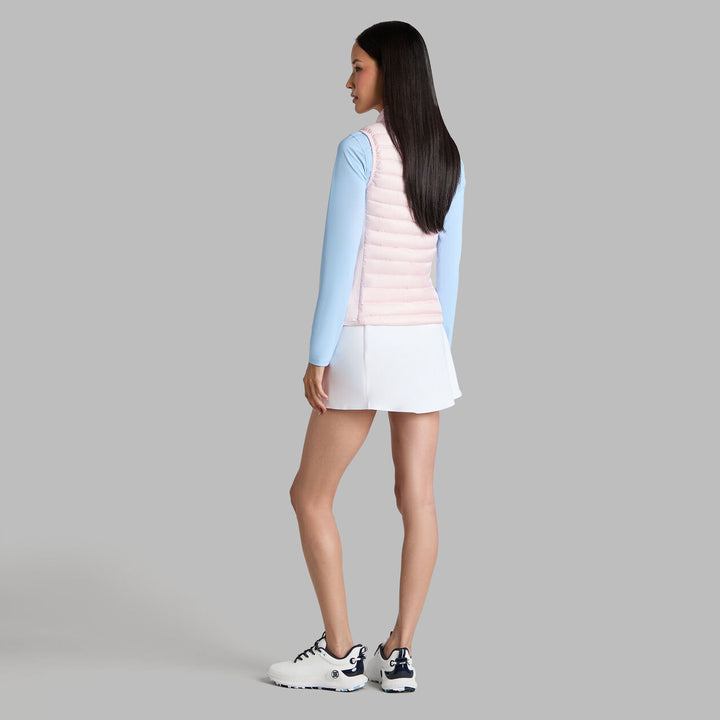 V Down Quilted Stretch Tech Interlock Vest - Blush
