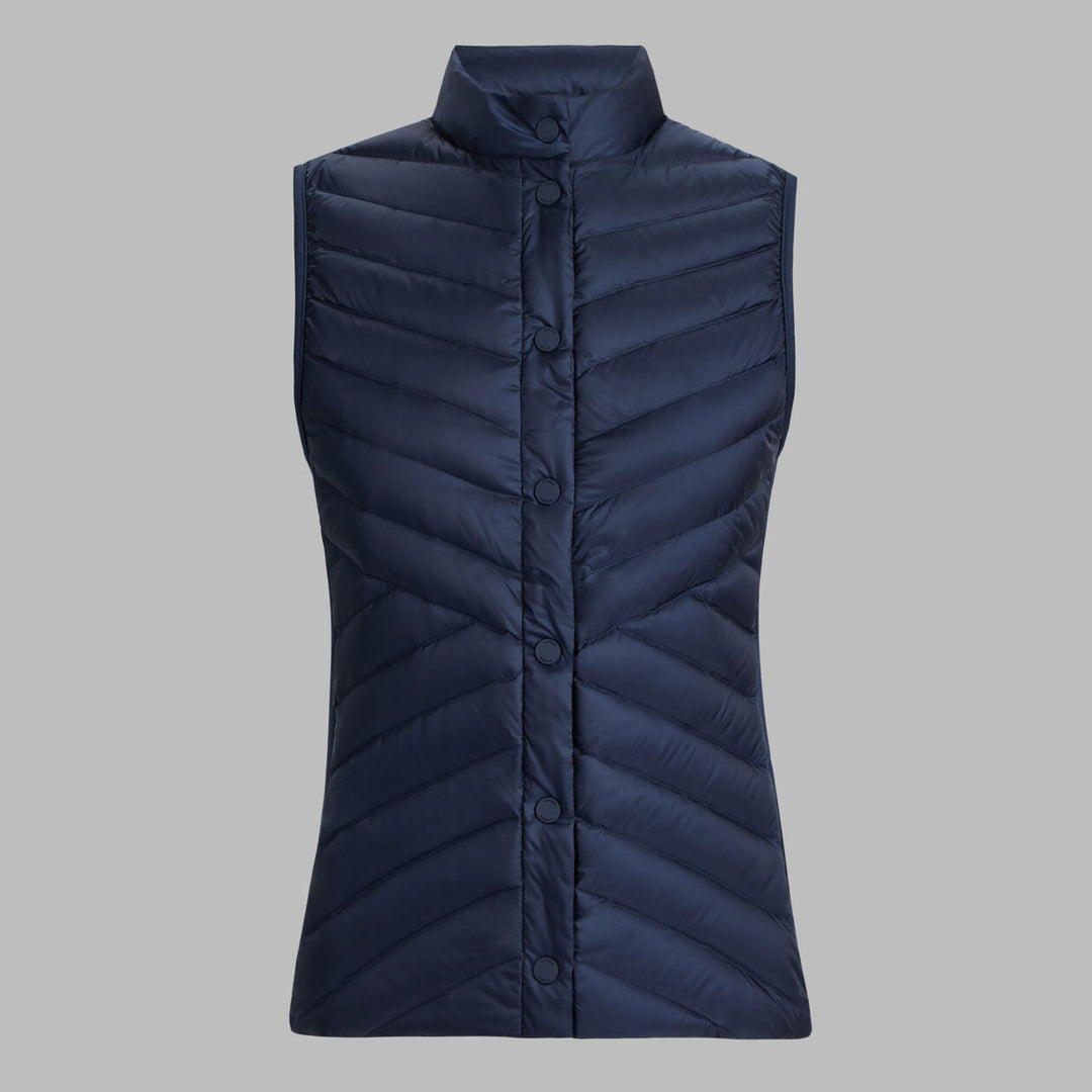 V Down Quilted Stretch Tech Interlock Vest - Twilight