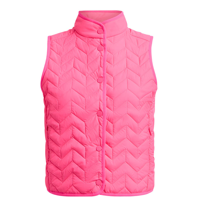 Lightweight Chevron Quilted Vest - Knockout Pink