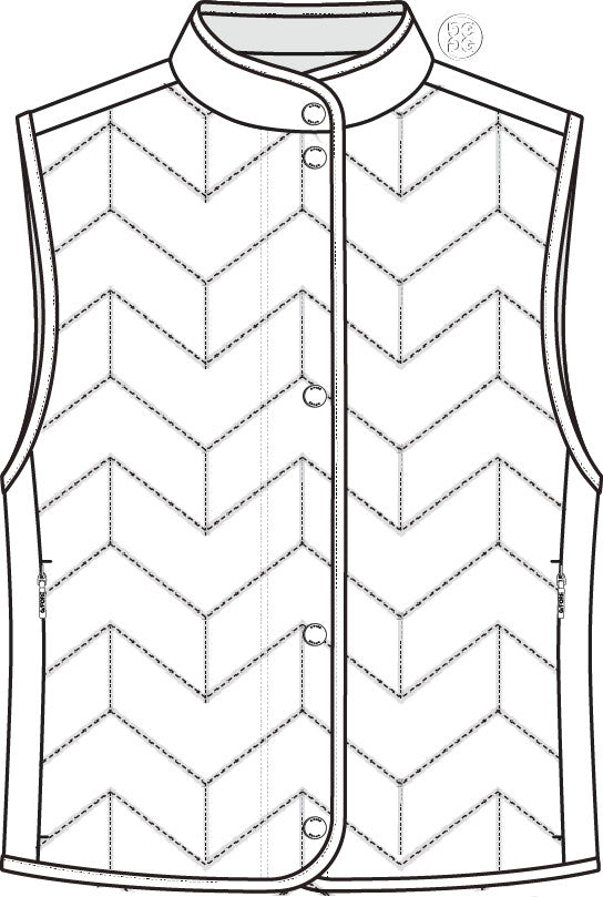 Lightweight Chevron Quilted Vest - Snow
