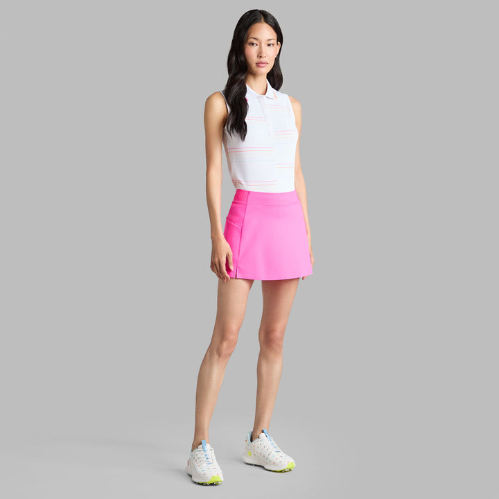 Offset Stripe Tech Piqué Sleeveless Polo - Snow / Cenote