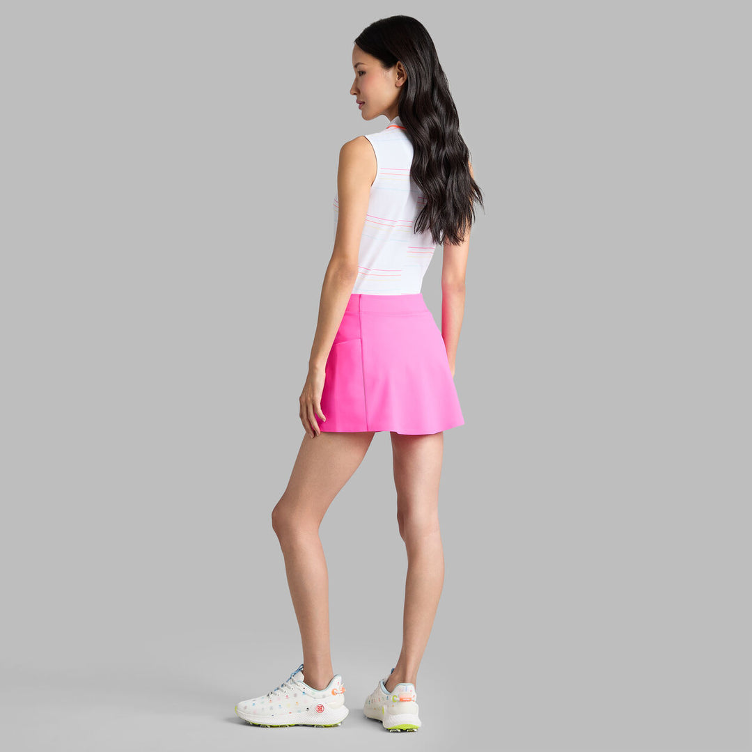 Offset Stripe Tech Piqué Sleeveless Polo - Snow / Cenote