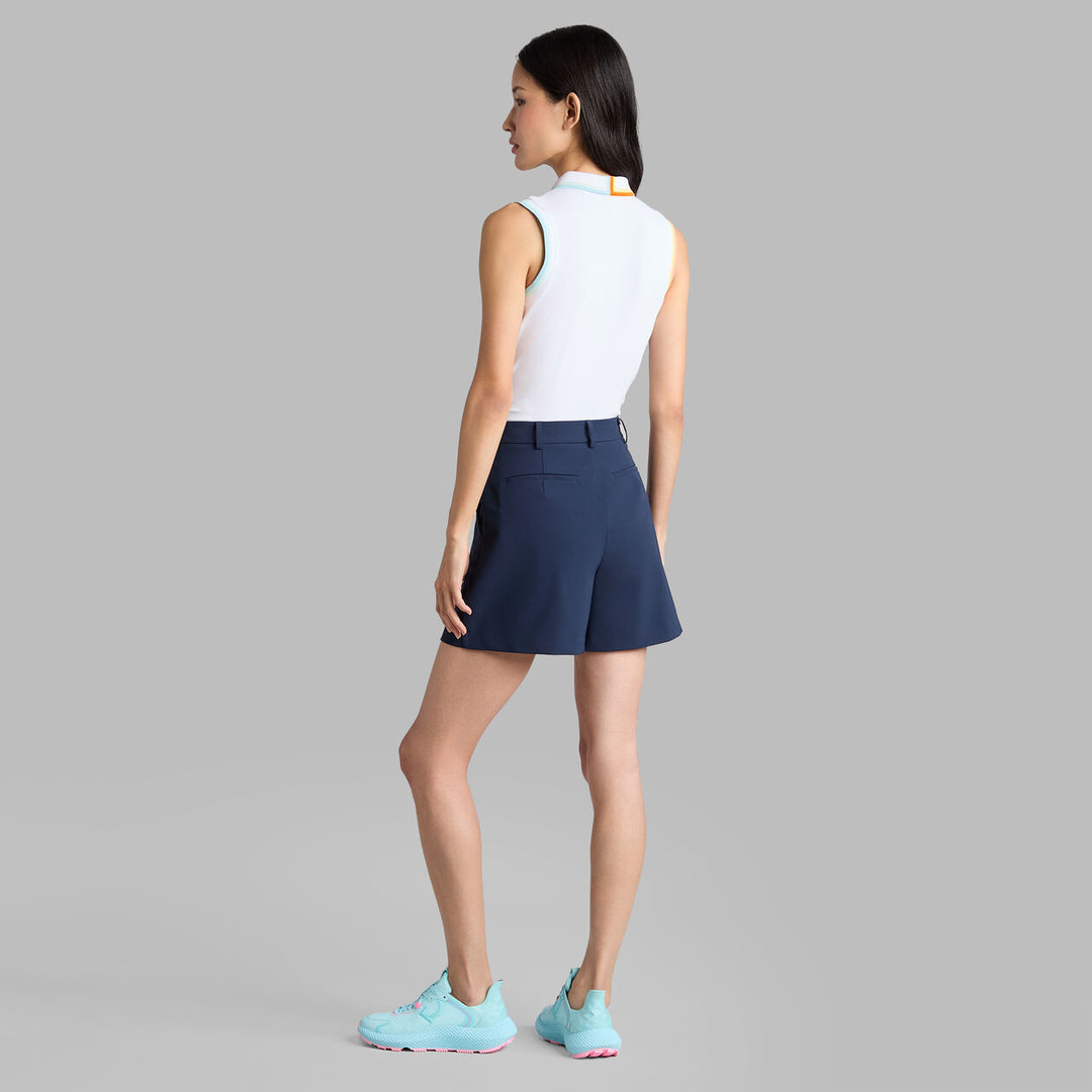 Johnny Collar Tech Nylon Rib Sleeveless Polo - Snow / Cenote