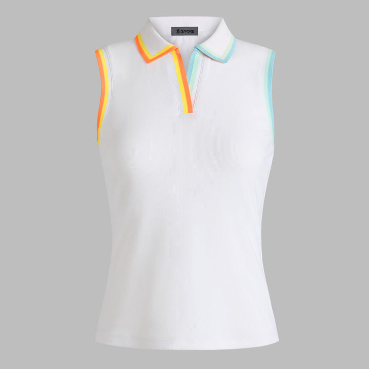 Johnny Collar Tech Nylon Rib Sleeveless Polo - Snow / Cenote