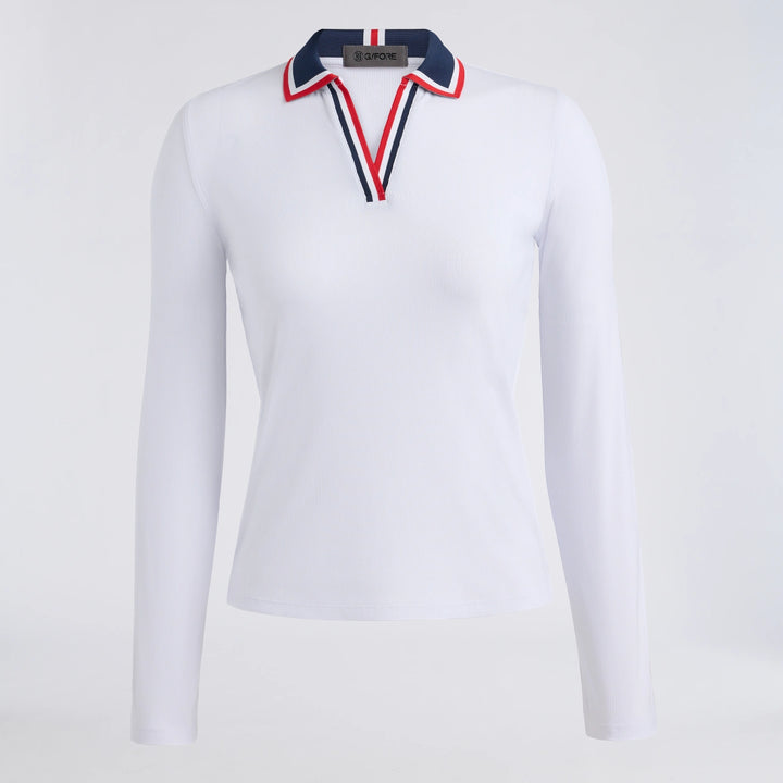 Contrast Johnny Collar Tech Nylon Rib Polo - Lava