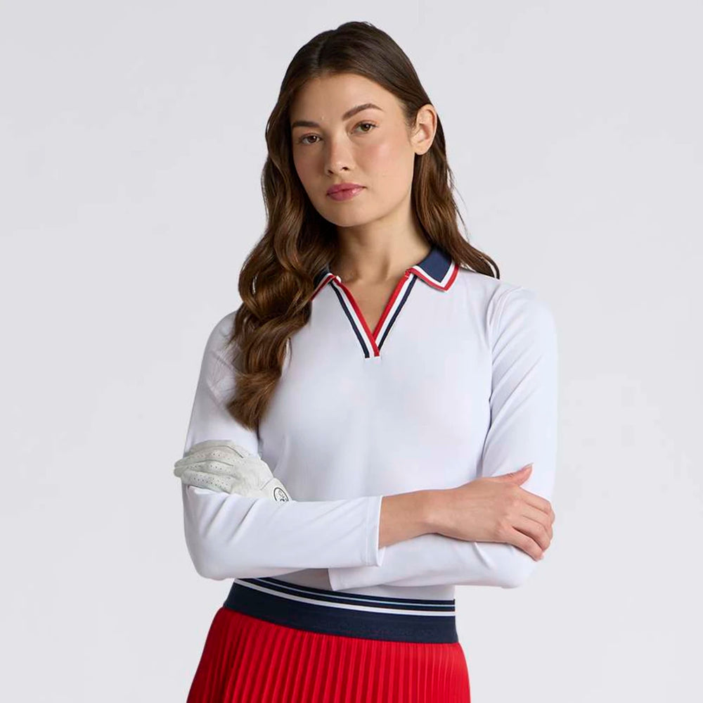 Contrast Johnny Collar Tech Nylon Rib Polo - Lava