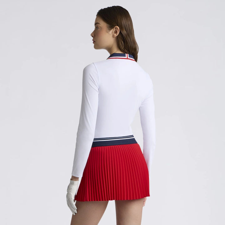 Contrast Johnny Collar Tech Nylon Rib Polo - Lava
