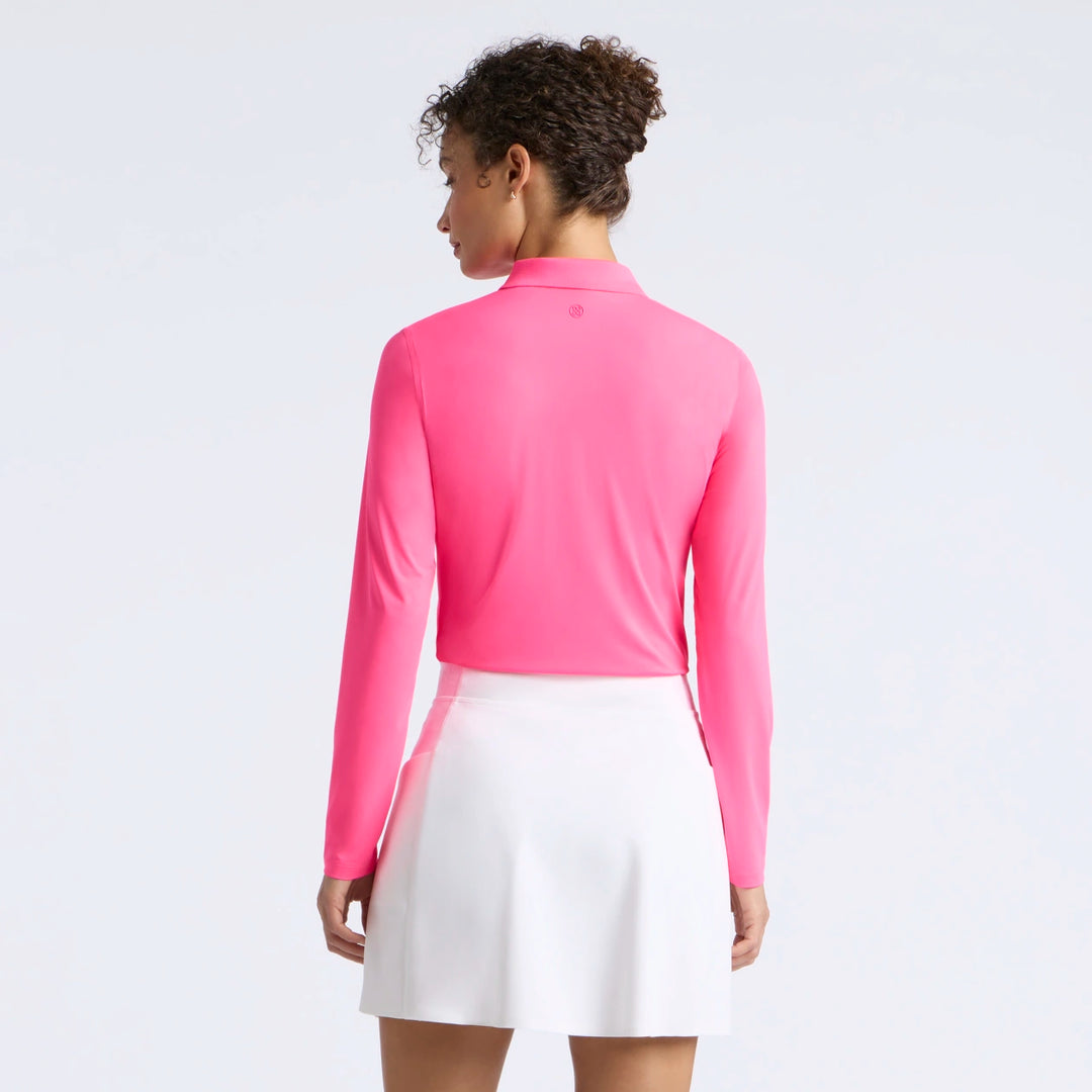 Soft Tech Jersey Long Sleeve Zip Polo - Knockout Pink